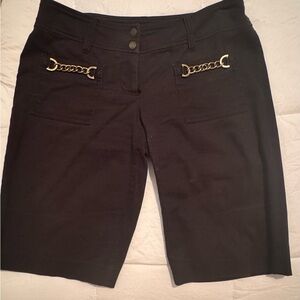 Michael Kors Women's Black Shorts with Gold Chain Detail